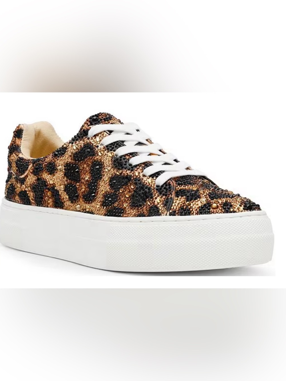 đBetsey Johnson Sidny Leopard Rhinestone Embellished Platform Sneakers-NIB-SZ 10 - Picture 2 of 15